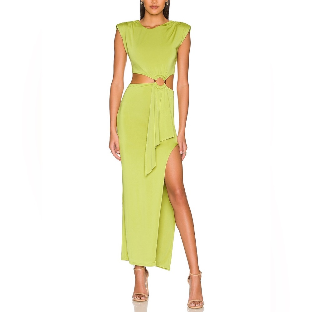 Lovers + Friends Vibrant Green Cut-Out Midi Dress
